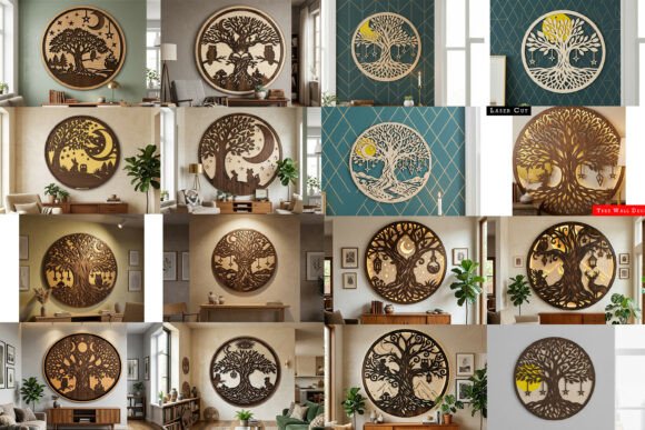 Download Laser Cut Moon Tree Wall Art SVG Bundle - Wall Collection