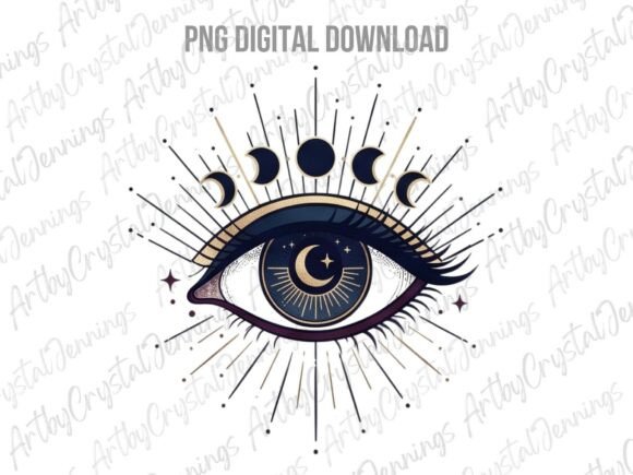 Download Celestial Mystic Eye Moon Phases PNG - Mystic Collection