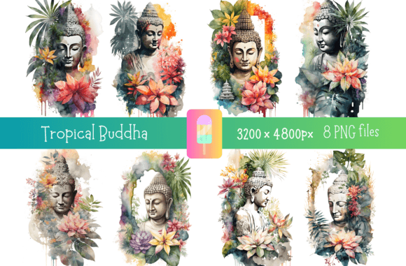 Download Tropical Flowers Buddha Wall Art Bundle - Wall Collection
