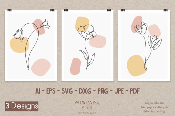 Download 3 Wall Art One Line Flora Natural Summer - Wall Collection