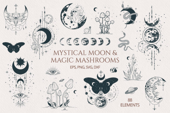 Download Mystical Moon &amp; Magic Mushrooms Set - Mystic Collection