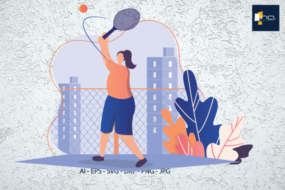 Download Flat Illustration Tennis Athlete - Premium Resources